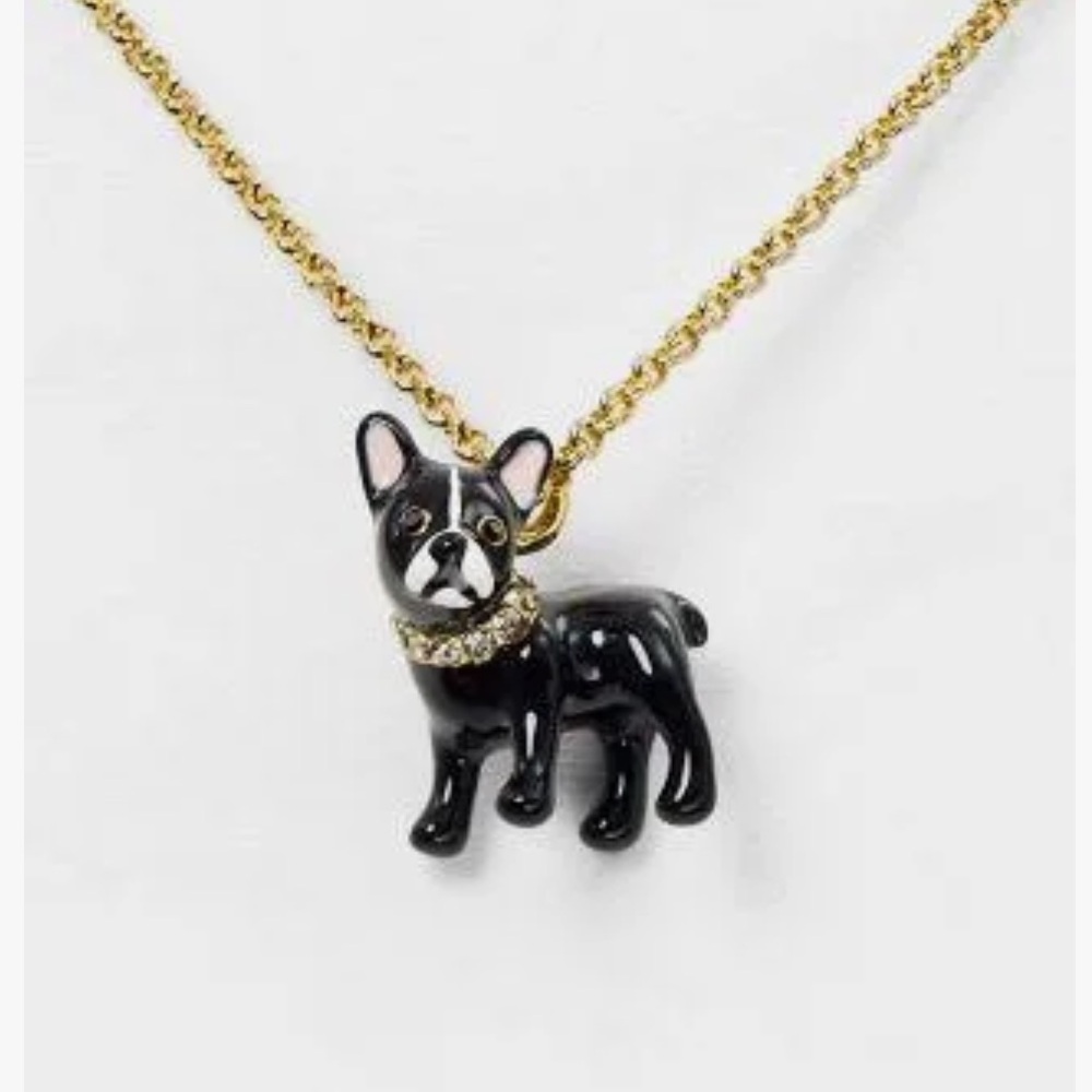 Kate Spade Black and Gold Dog Pendant Necklace